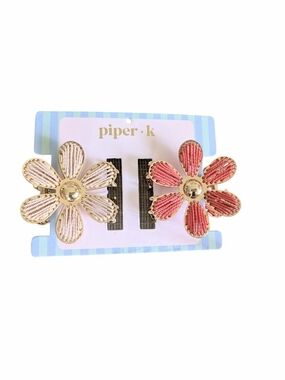 Piper + K Floral Raffia Hair Claw Clip Set of 2 - NWT